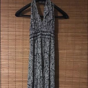 BCBG Max Azaria Black & White Print Halter Dress